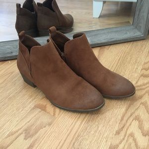 Brown booties, never worn